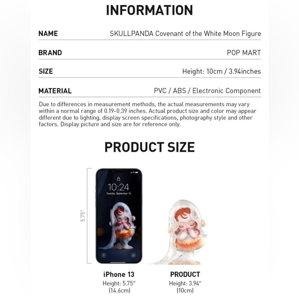 Skullpanda Covenant of The White Moon Pop Mart Limited Edition Lights Up NEW NIB - Picture 7 of 10